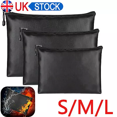 £9.88 • Buy Fireproof Document Bag Waterproof Money Box Safe Cash File Folder Protect Pouch