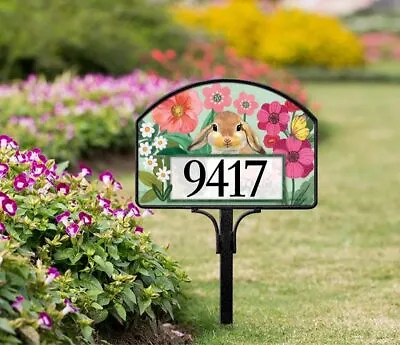 Yard Design Address Marker House Number Magnetic Sign BUNNY LOVE RABBIT Cute💗tw • $17