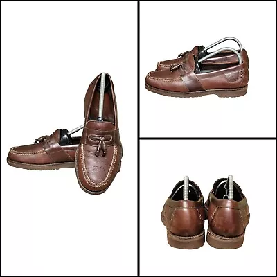 H.S. TRASK Men's Casual Dress Shoes Brown Leather Slip-on Tassel Size 8.5M • $29.99