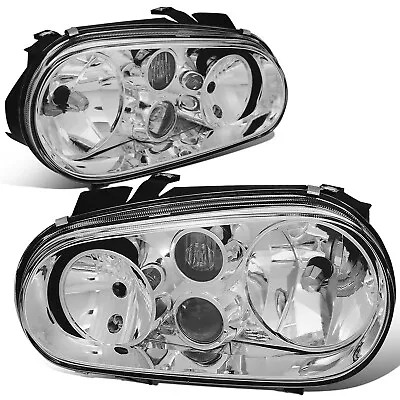 Fit 1999-2006 VW Golf GTI Pair Chrome Housing Clear Lens Headlight/Lamp Set • $101.88