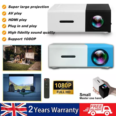 Mini Portable Projector 1080P Video Home Theater For House Party Open-Air Cinema • £28.99