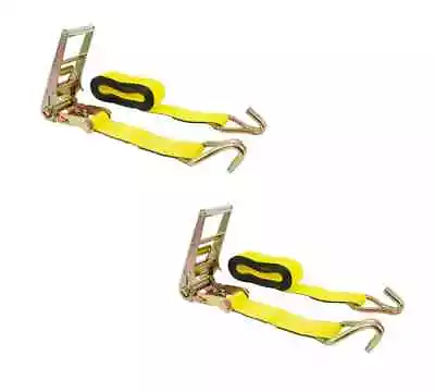 3  X 30' Yellow Ratchet Tie-Down Straps W/ Wire Hook 15000 Lbs Capacity (2 Pack) • $89.99