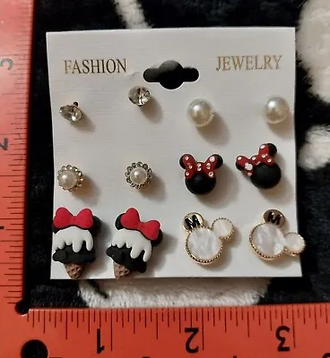 Disney Minnie Mouse Theme Stud Earrings- Set Of 6-NEW-Style B • $8.99