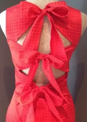 C LUCE Dress Womens Size M  Red Back 3 Tie Bodycon Sleeveless Elastic Waist Back • $30