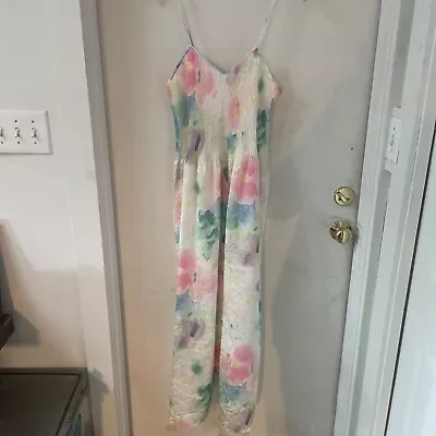 Vintage Mary McFadden Made In USA Watercolor Pleated Dress Floral Sleeveless M • $99.99