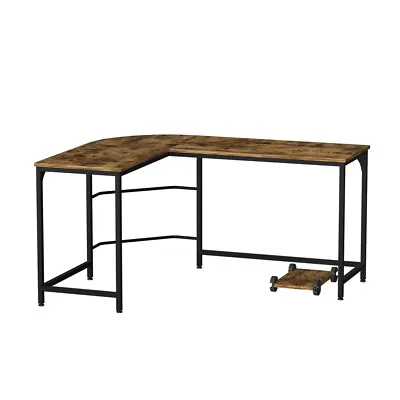 Artiss Corner Computer Desk L-Shape Student Work Office Study Craft Table Brown • $127.39