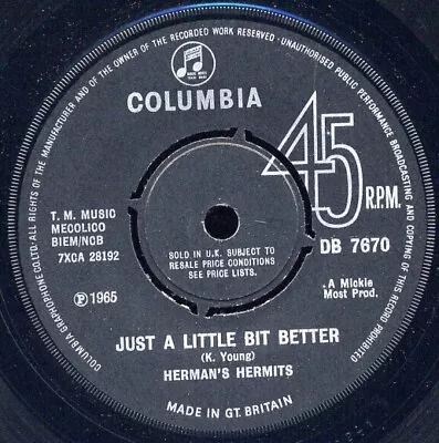 Herman's Hermits - Just A Little Bit Better (7  Single) • £8.49