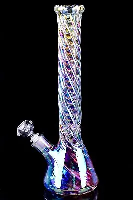 16  Inch THICK Iridescent Beaker BONG Glass Water Pipe HEAVY Helix GIRLY *USA* • $89.99