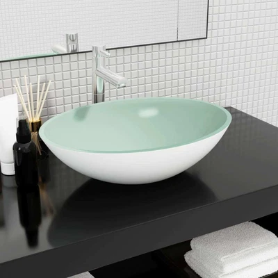 £61.99 • Buy Basin Glass Bathroom Washroom Sink Bowl Plumbing Fixture Multi Colours VidaXL