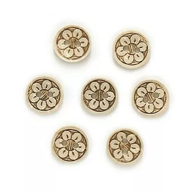 Pkg Of 20 FLOWER 2-hole Coconut Shell Buttons 1/2  (13mm) Craft (1134) • $5.25