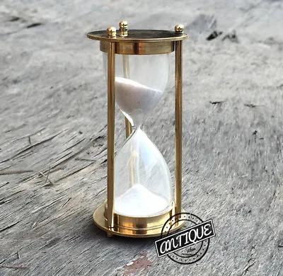 Vintage Shiny Hourglass Nautical Sand Clock Maritime Handmade Brass - 1 Minute • $21.32