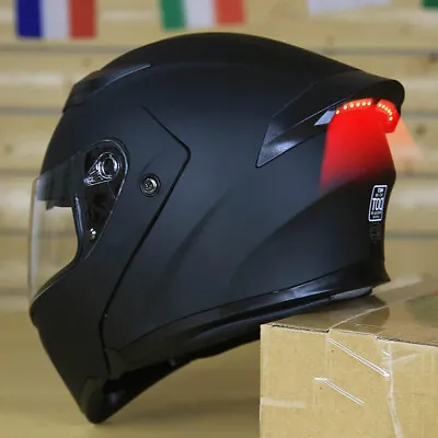 With LED Light Double Visor Flip Up Helmet Full Face Motorcycle Bike Helmets DOT • $68.99