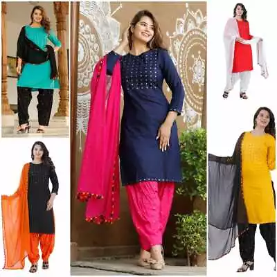 £25.20 • Buy Punjabi Suit Indian Women 3pc Top Kurta Set Kurti Pakistani Salwar Kameez Dress