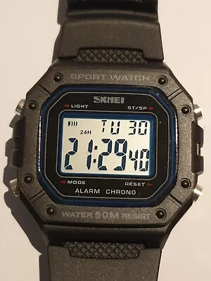 Mens Digital Sport Watch SKMEI Superbright LED Backlight Stopwatch Wristwatch • $12.50