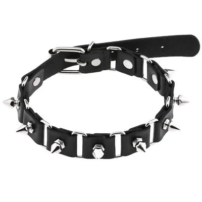 Girls Punk Short Spike Splicing Link Collar Leather Chain Necklace Gothic Choker • $7.99