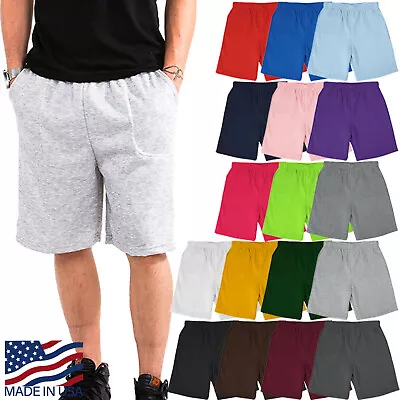 Mens Fleece Sweat Shorts Brushed Lightweight Joggers Pants S 5XL Side Pockets • $11.99