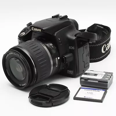 Canon EOS 350D Digital SLR Camera With EF-S 18-55mm Lens Battery & 1 GB CF Card • £79.45