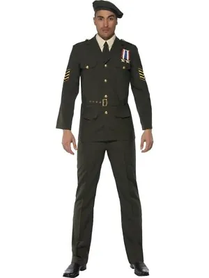 Mens 40s Army Wartime Officer Deluxe Soldier Fancy Dress Costume Size L Smiffys • £59.99