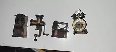 Lot 4 Durham Vintage Diecast Miniatures Clock Meat Grinder Hutch & Iron • $9.99