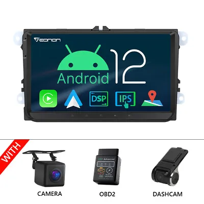 OBDII+CAM+DVR+9  Android 12 Radio GPS Car Stereo CarPlay For VW Golf Mk5 R32 GTi • $240.71