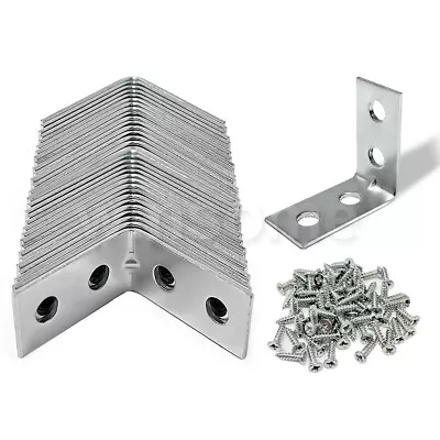 £4.88 • Buy 32Pcx 128 Screw Corner Braces Brackets L Shape Angle Braces Bracket Fence Repair