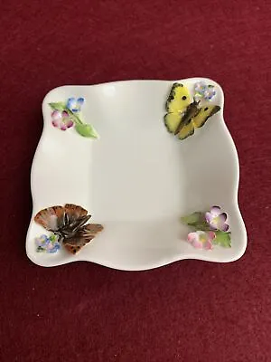 Gorgeous Vintage Coalport Trinket Pin Dish With 3D Butterflies And Flowers • £5.75