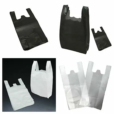 £6.49 • Buy Plastic Carrier Bags Strong Vest Shopping Supermarket Takeaway [all Size]