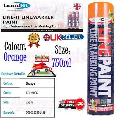 750ml Line Marker Spray Aerosol Paint Quick Drying Resin Warehouse Floor Orange • £9.25