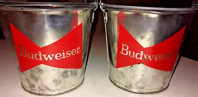 Vintage Budweiser Metal Ice Buckets Lot Of 2 Beer Mancave Advertising BX1 • $17