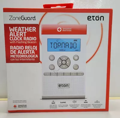 Eton ZoneGuard American Red Cross AM/FM Weather Alert Clock Radio Flash Beacon • $29.99