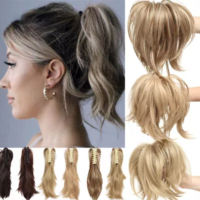 12  Short Claw Clip Bendable Ponytail Hair Extensions Pony Tail Hair Piece Updo • £13.70