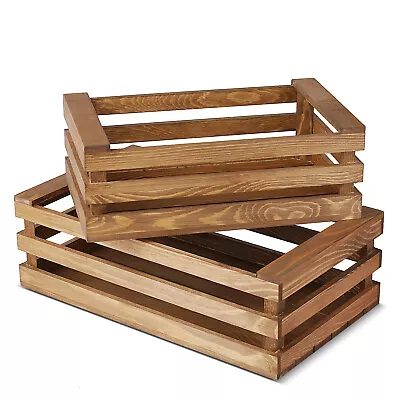 Decorative Storage Wooden Crates Vintage Wood Storage Crate Rustic Nesting Trays • $35.99