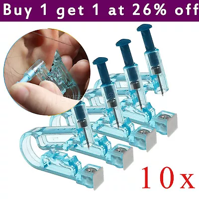 10X Ear Piercing Pierce Gun Stud Tool Earring Kit Piercer Studs UK • £3.81