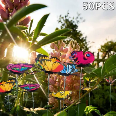Garden Colorful Butterflies Stakes Patio Ornaments On Sticks • £8.24