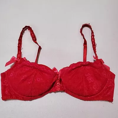 Victoria Secret Women Bra 36D Red Sexy Little Things Lace Balconette • $13.91