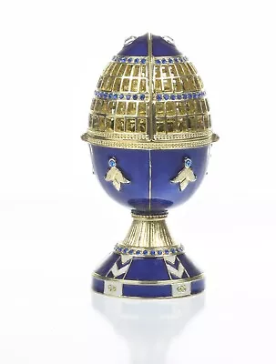 Blue Faberge Egg & Castle Trinket Box Handmade By Keren Kopal Austrian Crystals • $138