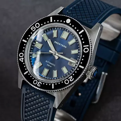 SEESTERN Vintage 62MAS V3 Blue NH35 Sapphire LumeDiver Bracelet + Rubber • $319