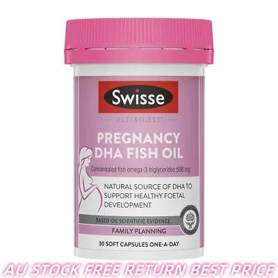 Best Price Swisse Pregnancy DHA Fish Oil 30 Capsules Concentrated Omega-3 • $29.85