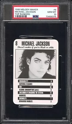 1995 MICHAEL JACKSON Melody Maker Top Rankers #8 PSA 10 Pop 1 Highest! HOF • $800