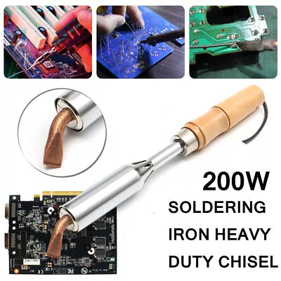 £23.99 • Buy 200W Heavy Duty Soldering Iron 220V Chisel Point Copper Tip Electric Welding