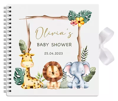 Personalised Baby Shower Guest Book Photo Album Scrapbook 20cm X 20cm- Jungle • £11.99