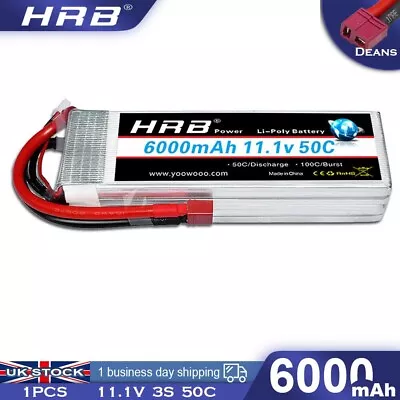 HRB 11.1V 6000mAh 3S LiPo Battery Deans For RC Car Helicopter Quad Aeroplane FPV • £45.99