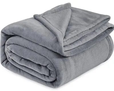 Bedsure Get Cozy QUEEN Size Flannel Blanket 90  X 90  Gray Soft Microfiber New • $22.22