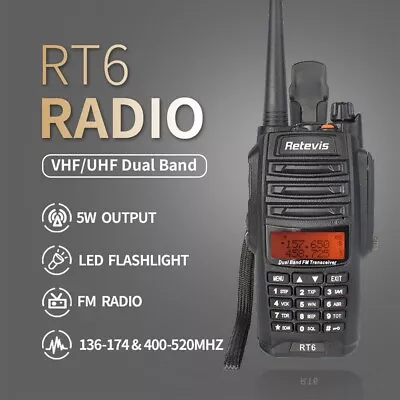 Retevis RT6 Walkie Talkie IP67 Waterproof VHF+UHF 2-Way Radios 5W 128CH VOX • £40