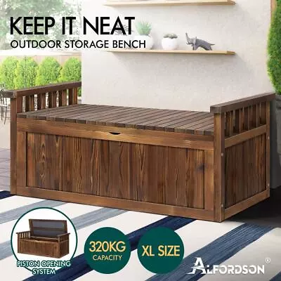 ALFORDSON Outdoor Storage Box Wooden Garden Bench Chest Tool Sheds L XL • $159.95