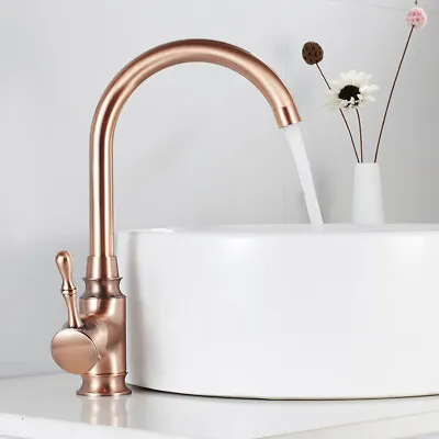 £19.19 • Buy Luxury Rose Gold Kitchen Sink Mixer Taps All Brass Single Lever Kitchen Tap