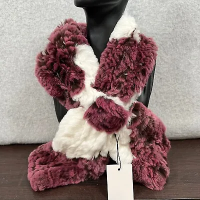 Womens Rabbit Fur Scarf Collar White And Purple Striped NWT • $10.99