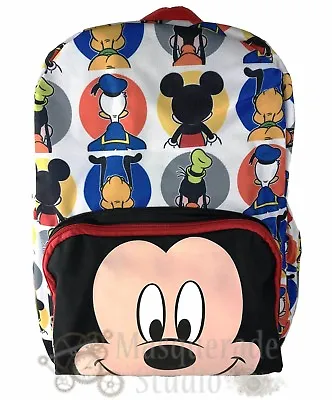 16  Disney Mickey Mouse Large White Backpack Donald Goofy Pluto Mickey Face • $21.95