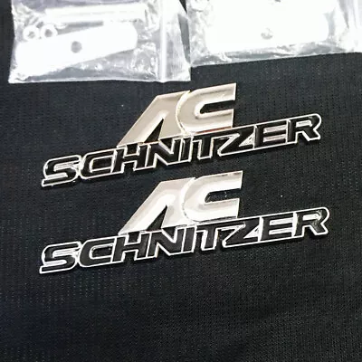 2x Silver Black Chrome AC SCHNITZER Metal Front Grille Badge Emblem 3D Car Motor • £15.59