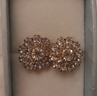 £8.50 • Buy Gold Tone Beautiful Diamante Earrings  Adrian Buckley 1.5cm